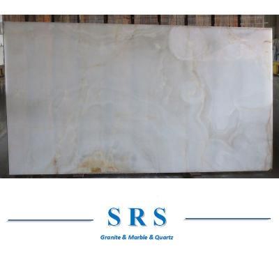 White Natural Polished Stone Onyx for Background Floor Tile Table Countertop Decoration Wall Interior Wall Decoration Luxury Hotel Project
