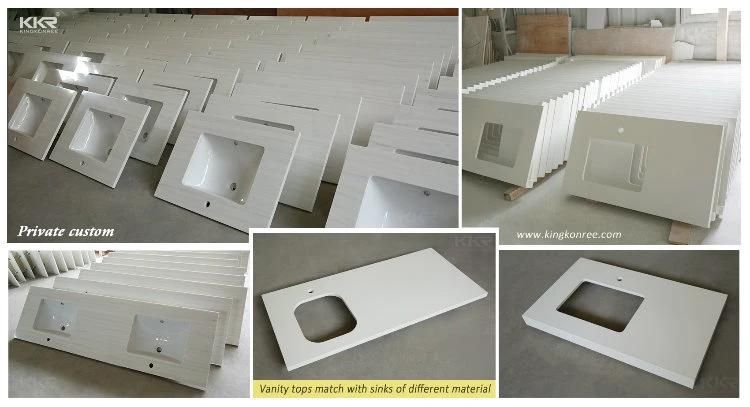 Customized Marble Textured Solid Surface Stone Bathroom Vanity Tops for Projects