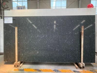 Black C15 Artificial Quartz Stone Slab of Carrara with High Quality