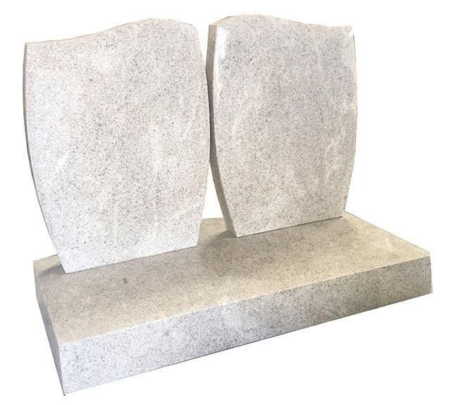 Simple Design China White Natural Granite Double Tombstone