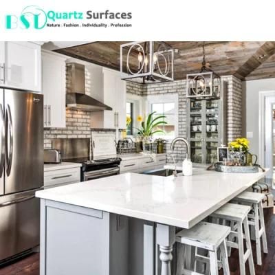 China Calacatta Nuvo Quartz Countertop with Bullnose Edging