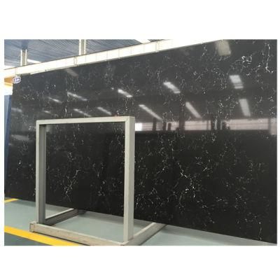 Absolute Black Engineered Stone Slab Polished Artificial Marble Kitchen Countertop