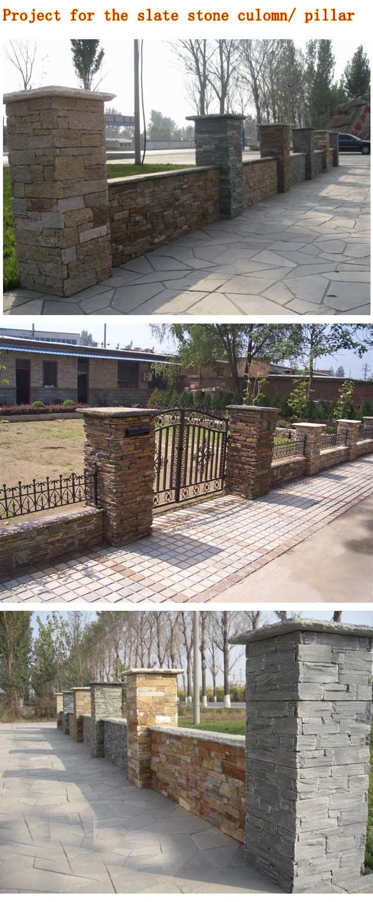 China Natural Slate Stone Cement Column