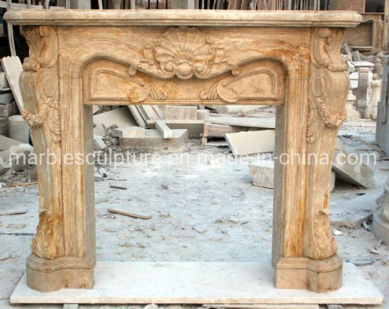 Hand Carved European Style Decorative Marble Fireplace Indoor (SYMF-214)