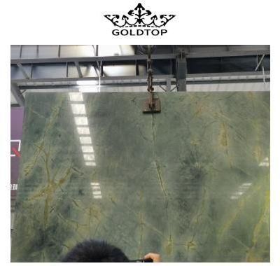Literature and Art Dream Green Marble Natural Stone Kitchen Countertops with Built in Sinks