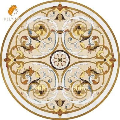 Water Jet Carved Marble Mosaic Pattern Stone Medallion