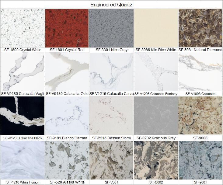 Engineered Stone polished/honed black/white/beige calacatta gold quartz for interiors/indoor kitchen/bathroom countertops/vanity