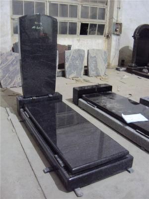 Black Natural Granite Tombstone Monument Professional Customized