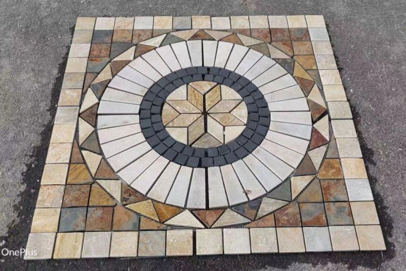Nature Slate Mosaic Tile Slate Pattern Slate Waterjet Customized Design Medallion