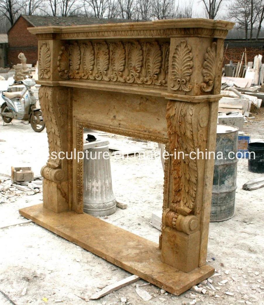 Factory Direct Sale Natural Stone Yellow Marble Fireplace (SYMF-170)