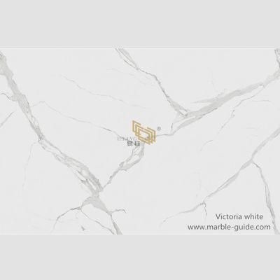 Glossy Marble Effect Victoria White Sintered Stone for Vanity/Floor/Wall/Countertop