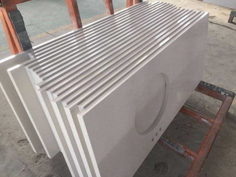 Artificial Marble Look Engineered White Quartz Stone Work Top
