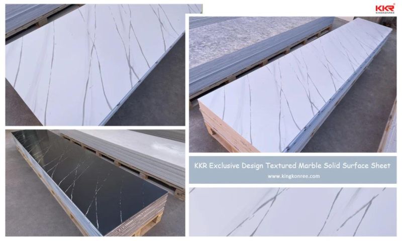 Kkr Artificial Stone Sheet Green Solid Surface Countertop Marble Veins Solid Surface
