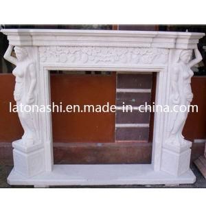 Natural Stone White Marble Carved Fireplace Mantel Surround for Sale