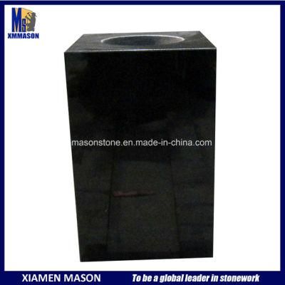 Black Modern Flower Granite Vases for Headstones