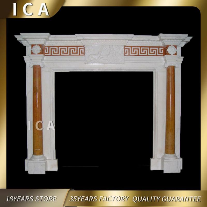 Good Carving Modern Large Mix Color Marble Fireplace