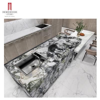 2cm Cold Jade Marble Artificial Sintered Porcelain Stone Slab Table Kitchen Countertop Living Room Bedroom Hotel TV Wall Background Design