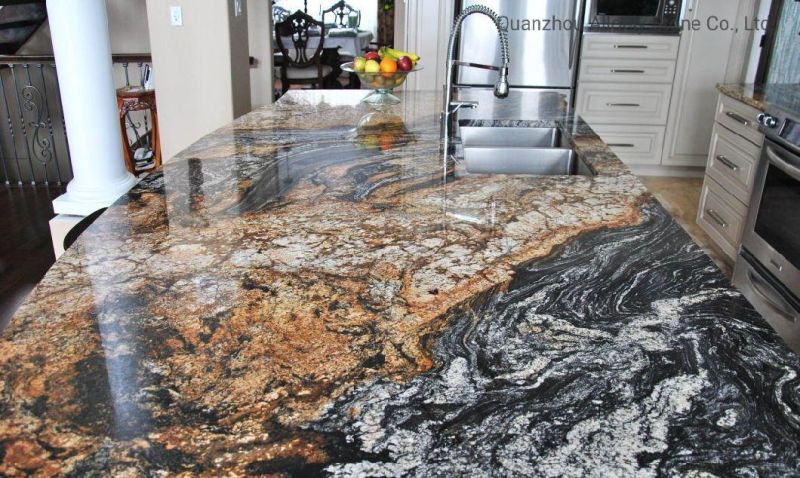Prefab Black and Brown Luxury Stone Granite Kitchen Island Top