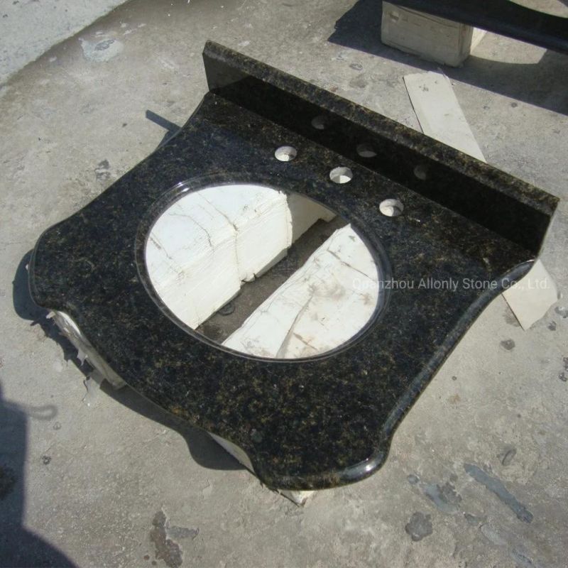 Prefab Butterfly Green Granite Counter Top with Vessel Sink Cutout