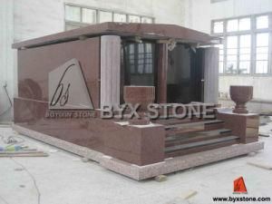 Red Granite Cremation Family Mausoleums for Cemetery (BYX-GM-001)