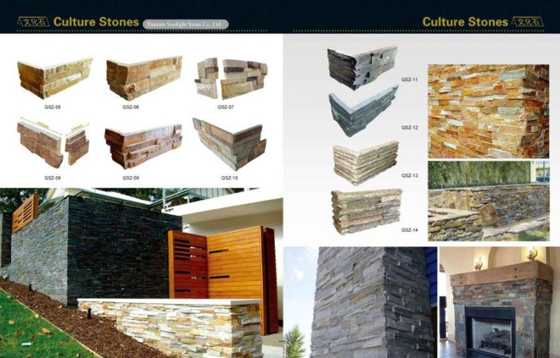 Natural White/Black/Yellow/Rusty/Green Culture Slate Cultured Stone for Wall Cladding Decoration