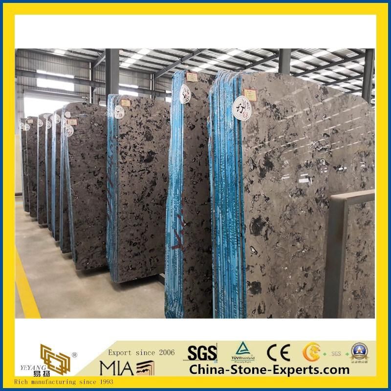 Chinese Ink Painting Grey Marble Slabs Polished