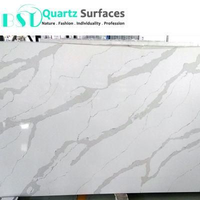 Pure White Body Calacatta Quartz Stone Slab