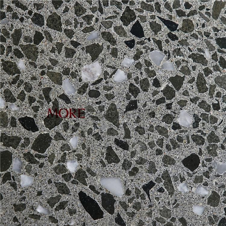 Engineered Stone Bathroom Wall Decor Light Grey Terrazzo Slab