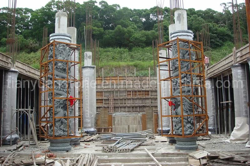 China Building Design Outdoor Dragon Stone Pillars