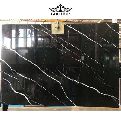 Natural Stone Polished Indoor Decoration Black Marquina Slab Marble Tabletop