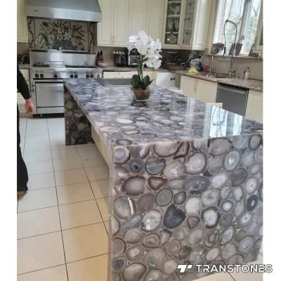 Wholesale Price White Onyx Agate Sheet Translucent Semi-Precious Stone for Agate Kitchen Island
