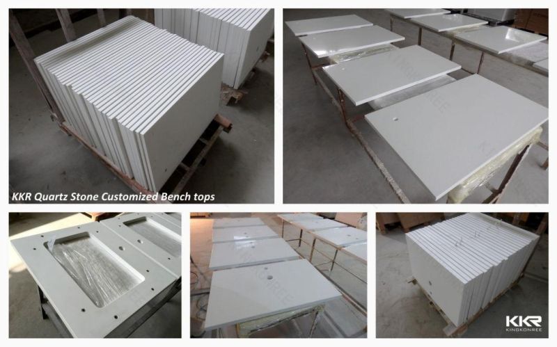 Custom Made Pure White Quartz Stone Bathroom Vanity Top Solid Surface