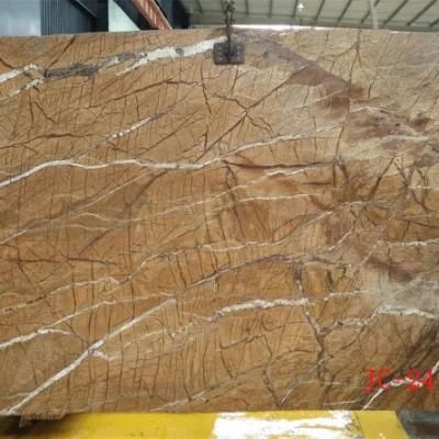 Rainforest Brown Polished Marble Slabs for Interior Flooring Wall Decoration