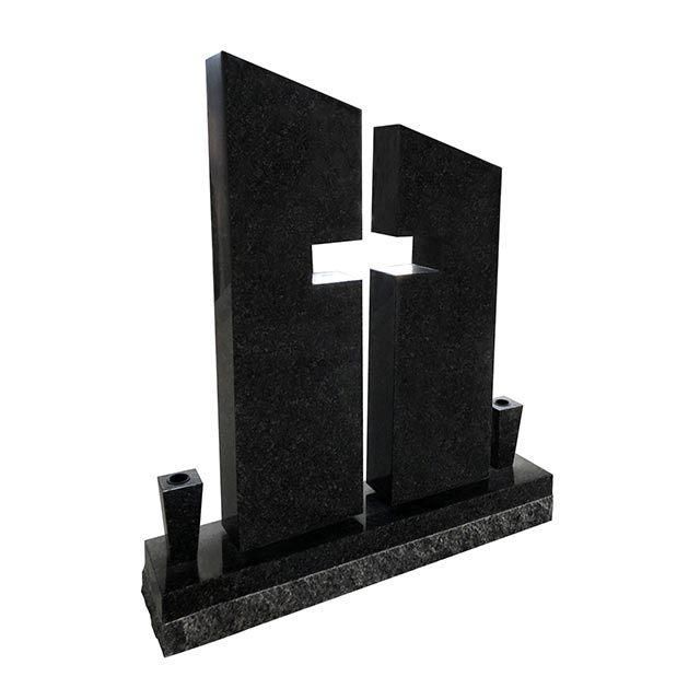 Upright Split Cross Shape Double Headstone for Sale