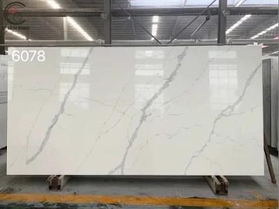 White Artificial Quartz Stone Slab with Clear and Beautiful Veins
