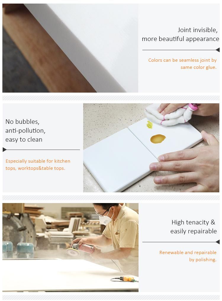 Kkr 12mm 15mm 20mm Acrylic Solid Surface Stone Sheet Supplier Reception Counter Top