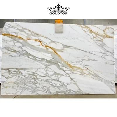 Golden White/Calacatta Gold/White Marble Polished/Honed Slab for Bathroom/Flooring Tile/Interior Decoration