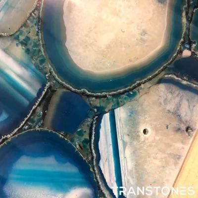 Translucent Customized Size Polished Blue Agate Wall Panel