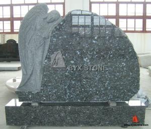 Blue Pearl Granite Angel Design Carving Headstone, Stone Monument