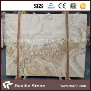 Top Quality White Travertine Marble Slabs/Tiles with Golden Veins for Sales