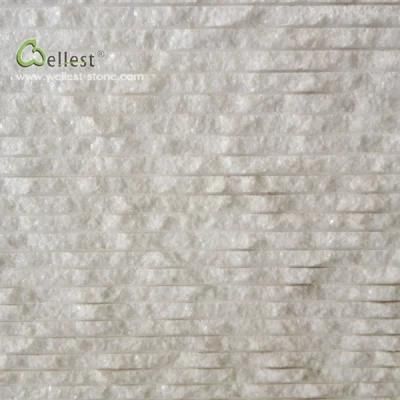 Crystal Pure White Marble Chiseled Tile for Water Feature Wall and Curtain Wall