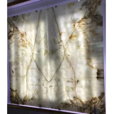 Backlit Bookmatched White Onyx Stone Slabs