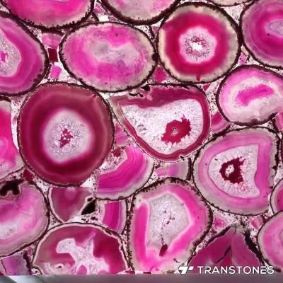 Pink Polished Natural Onyx Stone Slab Agate Panel