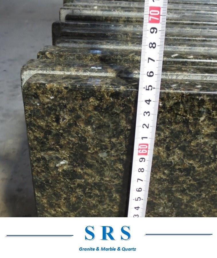 Natural Granite Laminated Full Bullnose Eased Edgesverde Ubatuba Santa Cecilia Granite Countertop for Kitchen Design