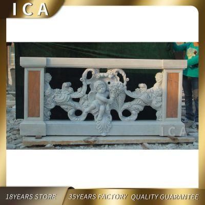 Custom Size Natural Stone Carving Luxury Angel Marble Balustrade