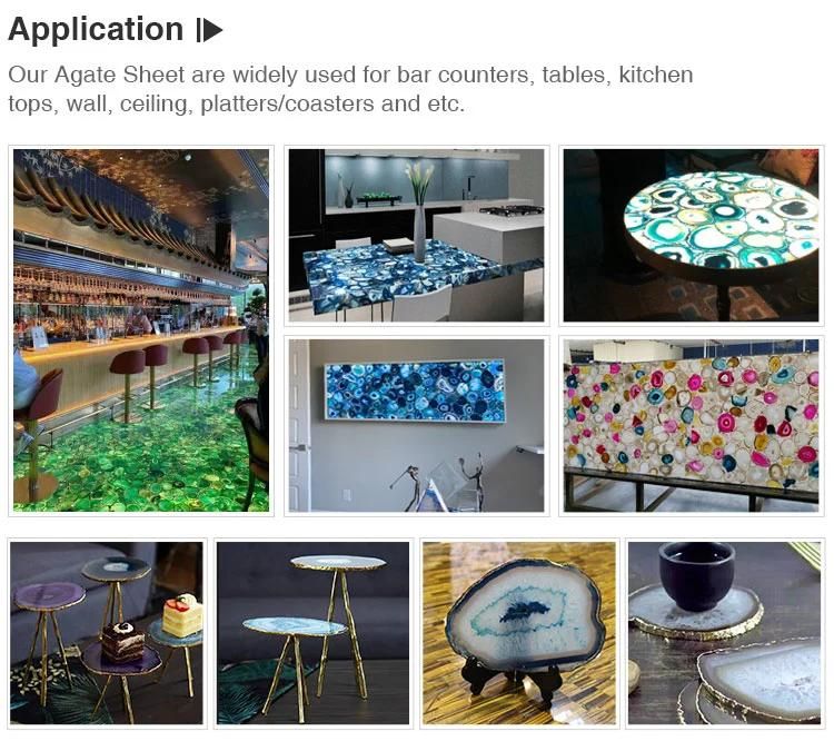 Popular Modern Design Translucent Natural Agate Kitchen Table Top