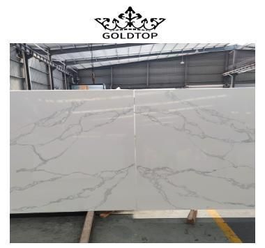 Hot Slaes Mvjay Polished/Honed/Leather Finish Calacatta Stone Slabs/Tiles Artificial Quartz for Kitchen Worktops Countertop