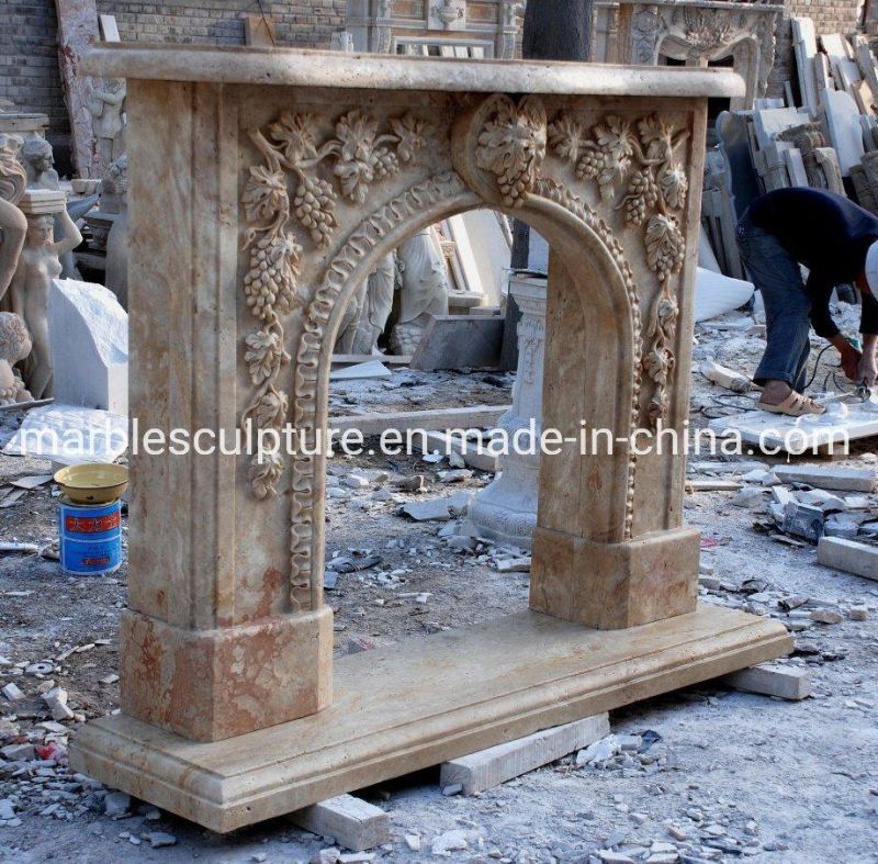 Carved Grape Marble Fireplace for Beautiful Home Decoration (SYMF-128)