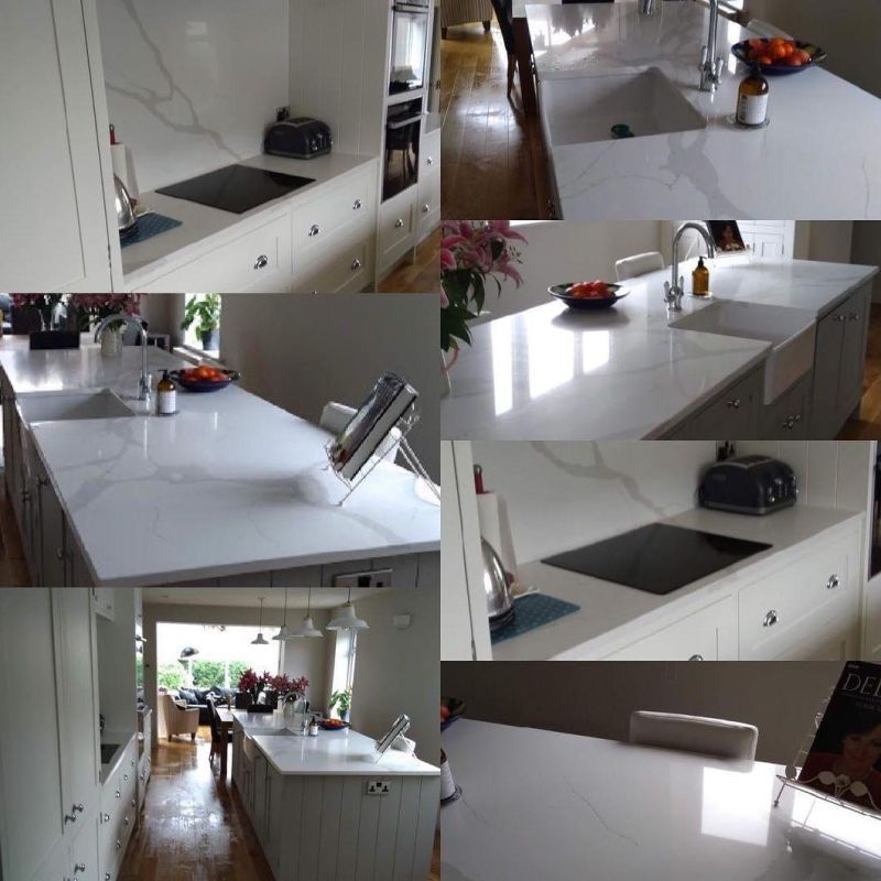 Artificial Quartz Tile/Slab White Stone Countertop/Kitchen/Bathroom/Vanity Top Design