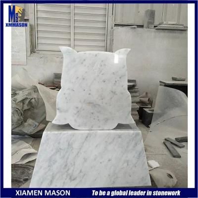 Unique Design Bianco Carrara White Memorial Stone for Graveyard